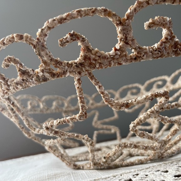 Unique Seashell Covered Decorative metal Bowl Sand Dollar Beach House gift‎ - Picture 3 of 10